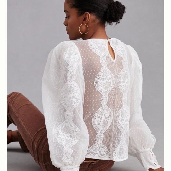 Anthropologie Forever That Girl Sheer Lace Blouse new with tags - Picture 2 of 7